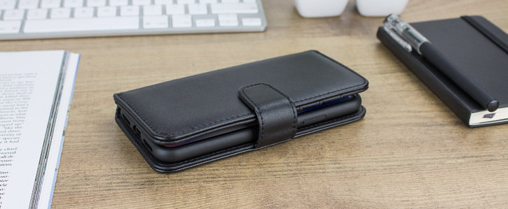 iPhone X Genuine Leather Wallet Case - Black