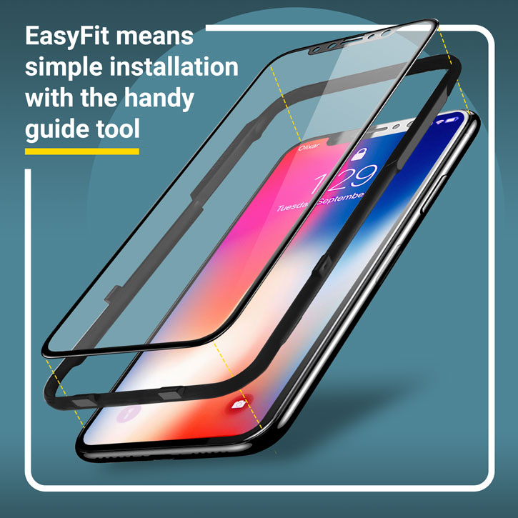 Olixar iPhone X EasyFit Full Cover Glass Screen Protector - 2 Pack