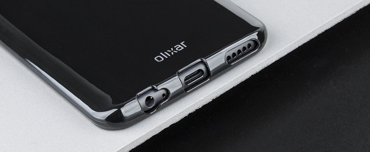 Coque OnePlus 5T Olixar FlexiShield - Noire vue sur ports