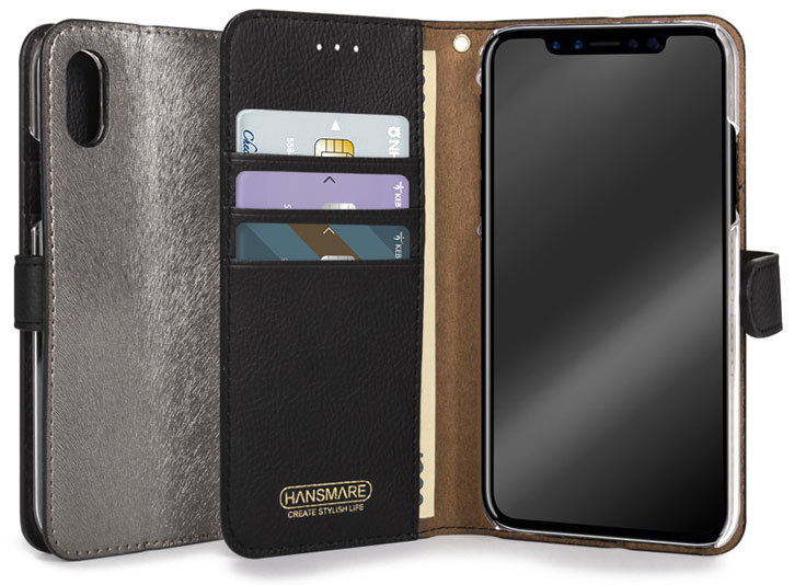 Hansmare Calf iPhone X Wallet Case - Metal Black