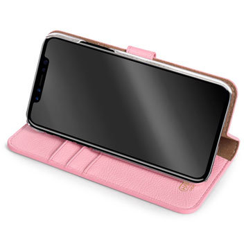 Hansmare Calf iPhone X Wallet Case - Wine Pink