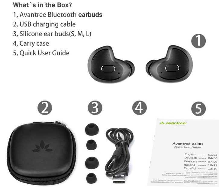 Avantree Mini Wireless Bluetooth Headset - Two Pack