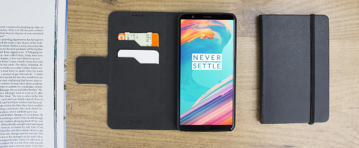 Olixar Leather-Style Oneplus 5T Wallet Stand Case - Black