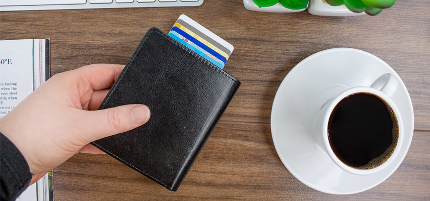 Leather-Style RFID Blocking Card Holder & Wallet - Black
