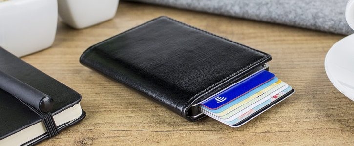 Leather-Style RFID Blocking Pocket Card Holder - Black