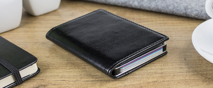 Leather-Style RFID Blocking Pocket Card Holder - Black