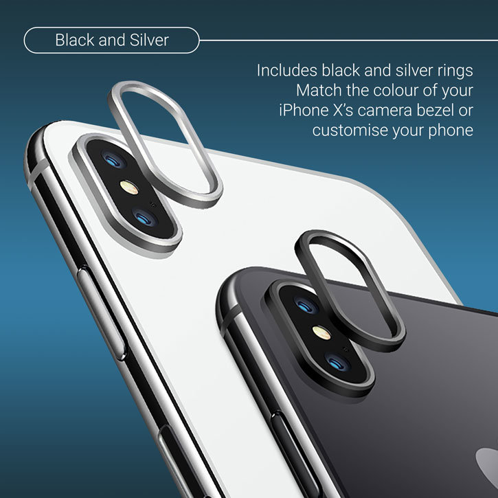 Olixar iPhone X Camera Lens Protector Metal Ring - Black / Silver