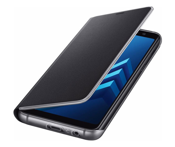 Funda Oficial Samsung Galaxy A8 2018 Neon Flip Wallet - Negra