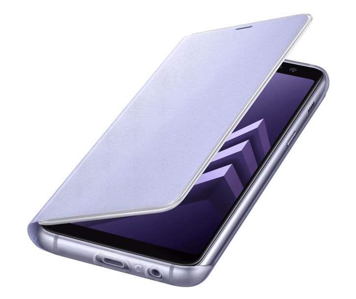 Official Samsung Galaxy A8 2018 Neon Flip Case - Orchid Grey