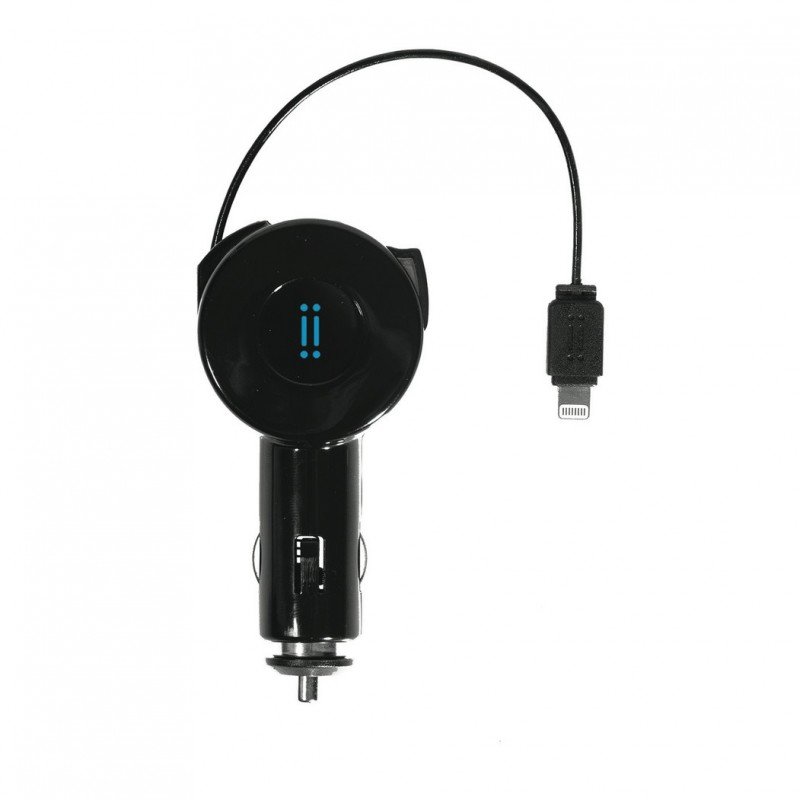 Aiino 2 Port Car Charger w/ Built-in Retractable 0.8m Lightning Cable