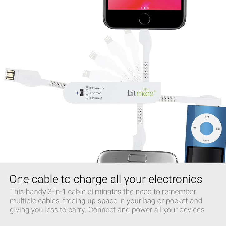 Bitmore 3-in-1 Sync and Charge Cable - White