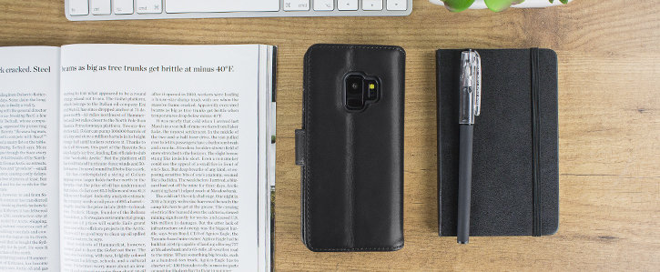 Housse Samsung Galaxy S9 Olixar Portefeuille en cuir véritable – Noire