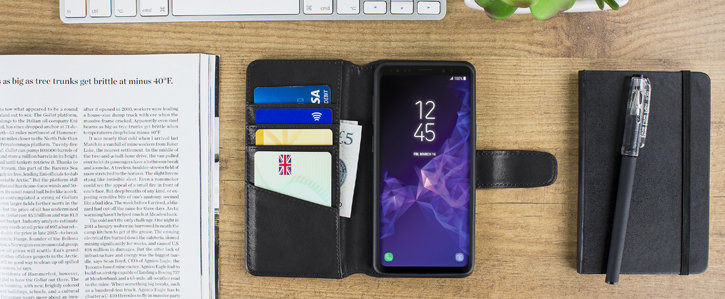 Samsung Galaxy S9 Genuine Leather Wallet Case - Black