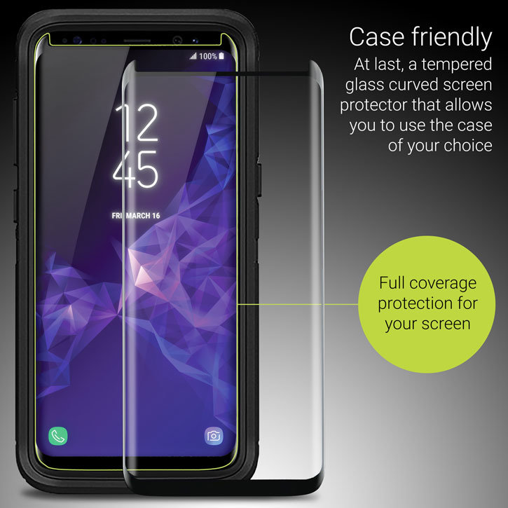 Olixar Samsung Galaxy S8 Case Compatible Glass Screen Protector: Black