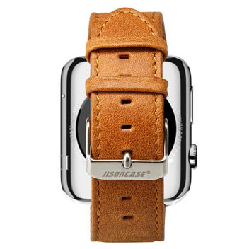 Jison 42mm Genuine Leather Apple Watchband - Vintage Brown
