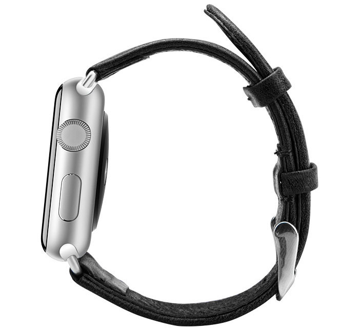 Jison 38mm Genuine Leather Apple Watchband - Black
