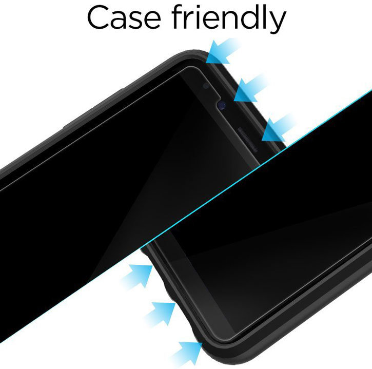 Protection d'écran Samsung Galaxy A8 2018 Spigen en verre trempé – Pack de 2