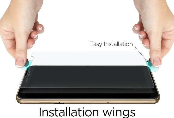 Protection d'écran Samsung Galaxy A8 2018 Spigen en verre trempé – Pack de 2