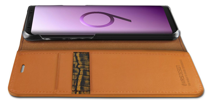VRS Design Genuine Leather Samsung Galaxy S9 Plus Wallet Case - Brown