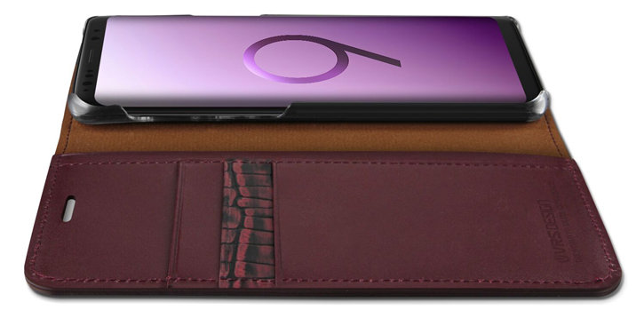 VRS Design Genuine Leather Samsung Galaxy S9 Plus Wallet Case - Wine