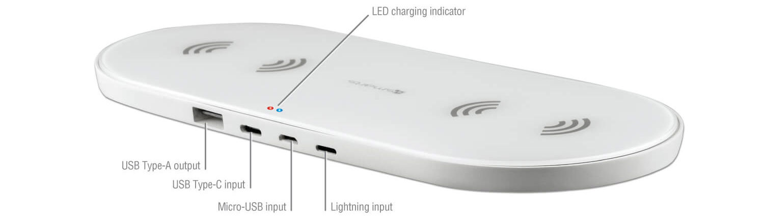 Support de chargement sans fil double 4Smarts VoltBeam Dual – Blanc