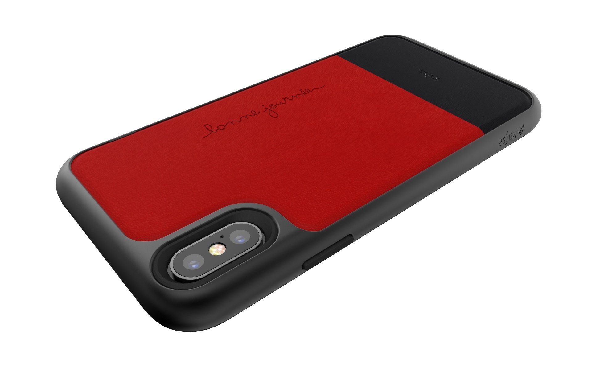 Kajsa Preppie Collection iPhone X Leather Case - Black / Red