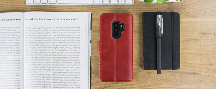 Samsung Galaxy S9 Plus Genuine Leather Wallet Case - Red
