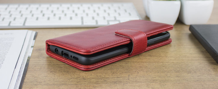 Samsung Galaxy S9 Plus Genuine Leather Wallet Case - Red