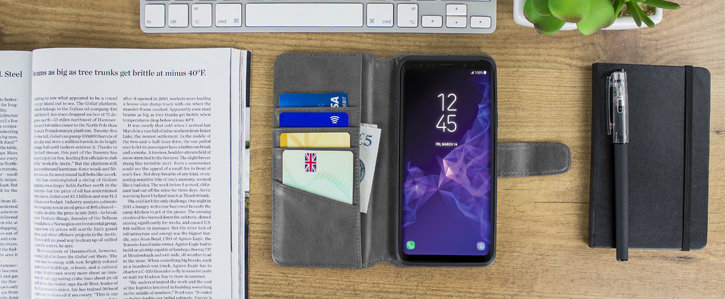Samsung Galaxy S9 Plus Genuine Leather Wallet Case - Grey