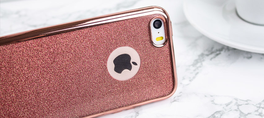 Rose Gold iPhone SE Case - Glitter