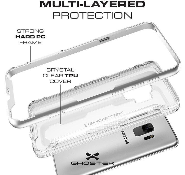 Ghostek Cloak 3 Samsung Galaxy S9 Plus Tough Case - Clear /  Silver