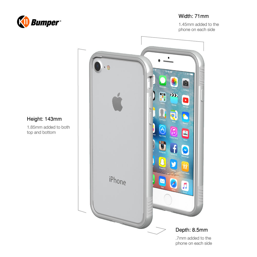 Bumper iPhone 8 / 7 ThanoTech K11 en aluminium – Argent