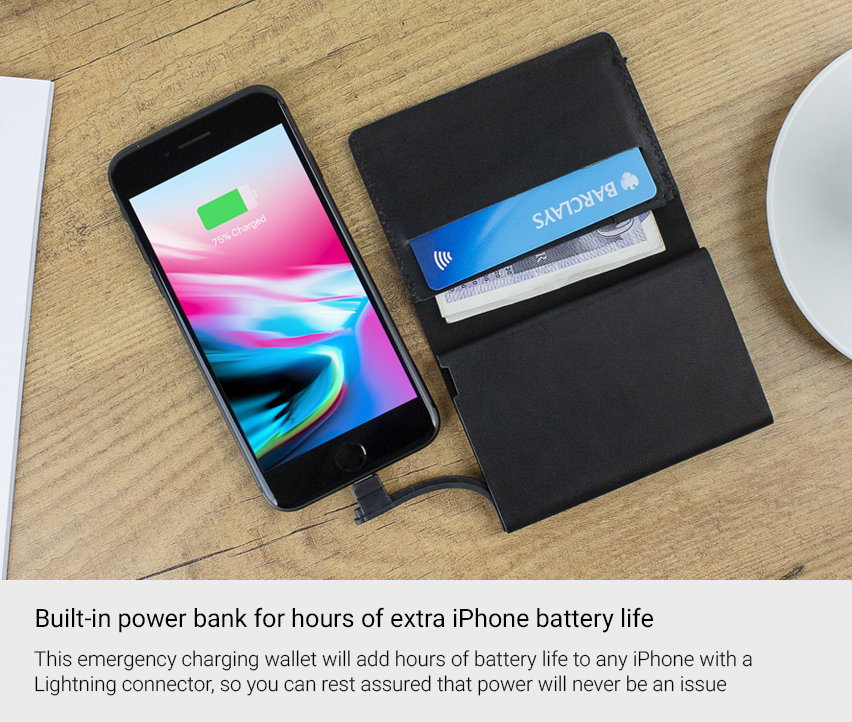 Unikia Gnist Genuine Leather MFi iPhone Charging Wallet Black