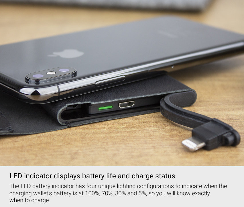 Unikia Gnist Genuine Leather MFi iPhone Charging Wallet Black