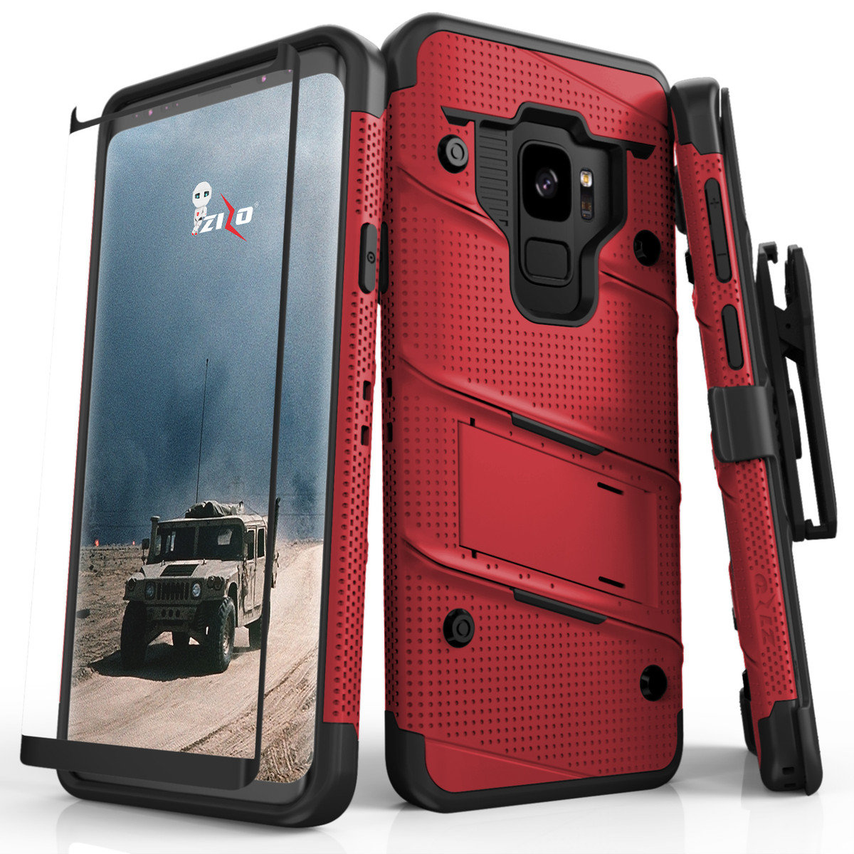 Zizo Bolt Series Samsung Galaxy S8 Tough Case & Belt Clip - Red