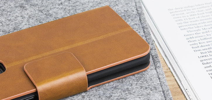 Olixar Leather-Style Motorola Moto G6 Wallet Stand Case - Tan
