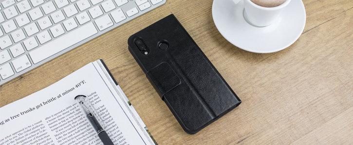 Olixar Leather-Style Huawei P20 Lite Wallet Stand Case - Black