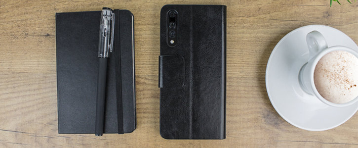 Olixar Leather-Style Huawei P20 Pro Wallet Stand Case - Black