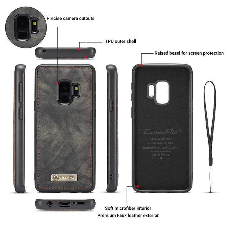 Funda Samsung Galaxy S9 Luxury 3 en 1 Wallet - Negra