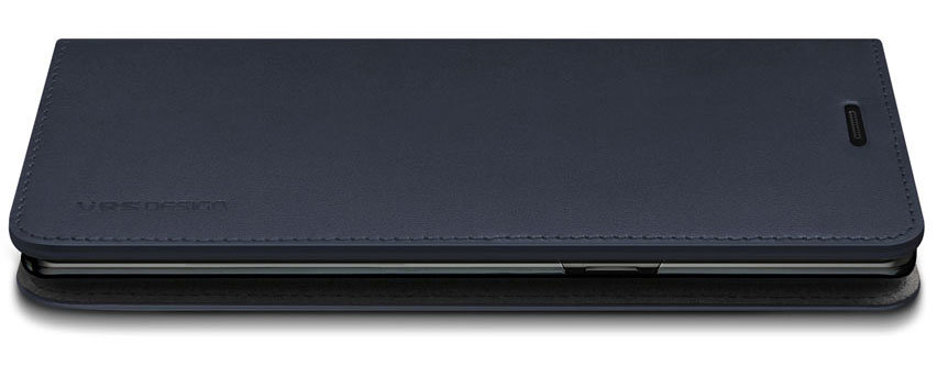 VRS Design Genuine Leather Diary LG G7 Wallet Case - Navy
