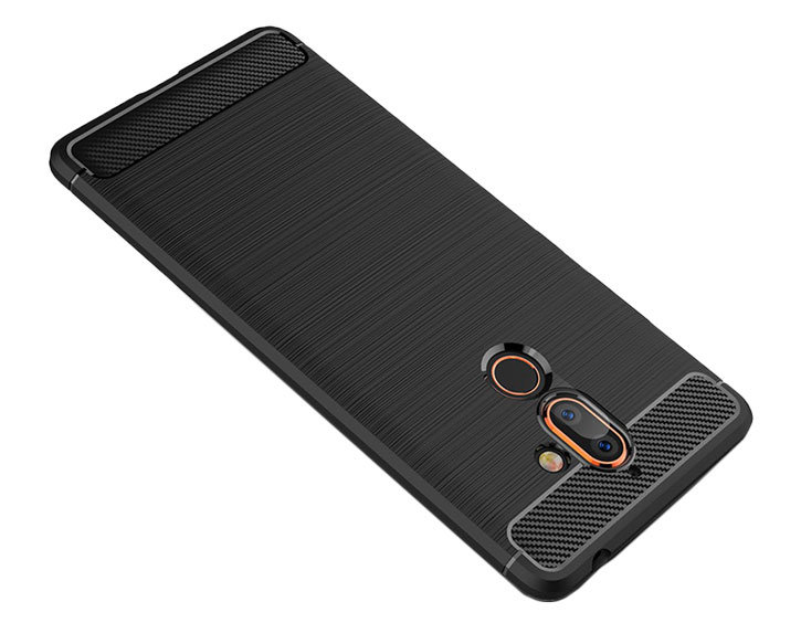 Nokia 7 Plus Carbon Fibre Design Gel Case - Black