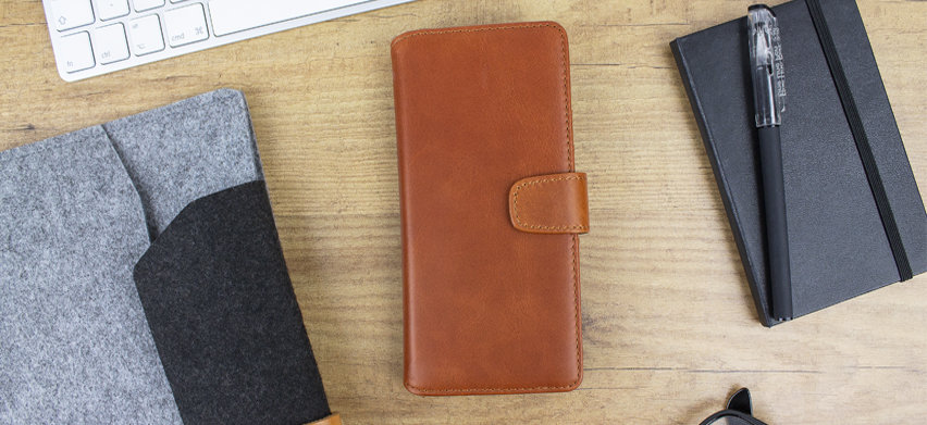 Nokia 7 Plus Genuine Leather Wallet Case - Cognac
