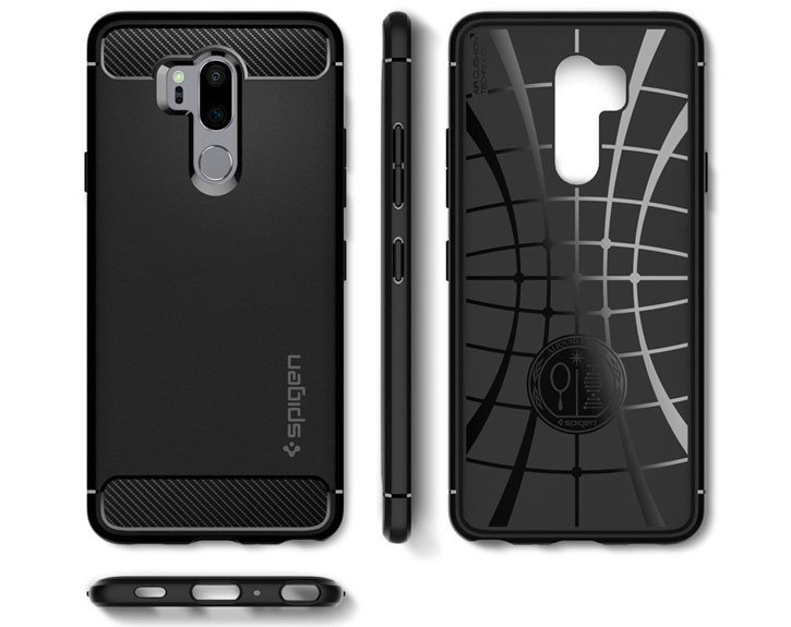 Spigen Rugged Armor Carbon Fiber-Style LG G7 Tough Case - Black