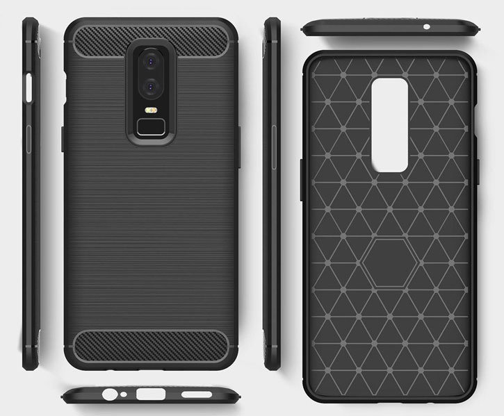 Olixar OnePlus 6 Carbon-Fibre Protective Case - Black