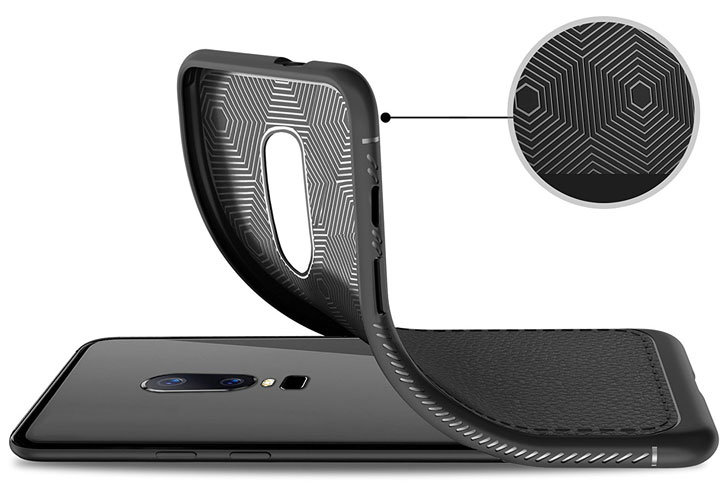 Encase OnePlus 6 Leather-Style Thin Case - Black