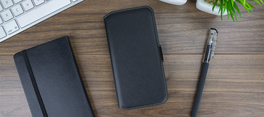 Samsung Galaxy A6 2018 Genuine Leather Low Profile Wallet Case - Black