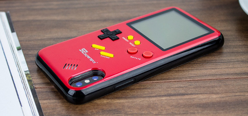 Coque iPhone X SuperSpot Retro Game – Jeux vidéo rétro – Rouge