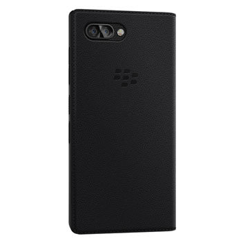 Official BlackBerry KEY2 Genuine Leather Flip Case - Black