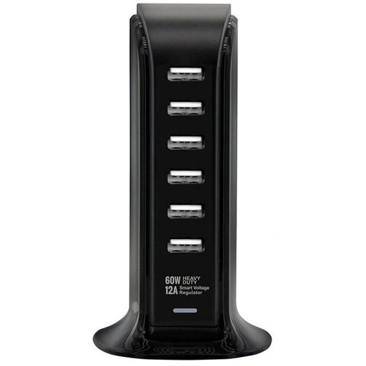 Promate PowerBase-2 10 Port USB 60W Charging Station - Black
