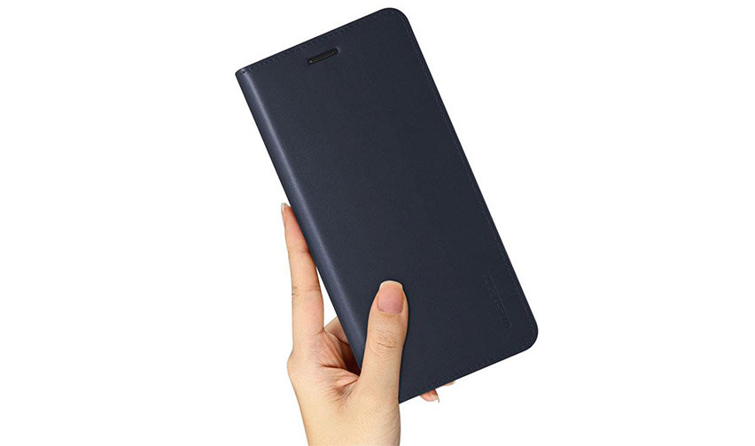 VRS Design Genuine Leather Diary Samsung Galaxy Note 9 Case - Navy